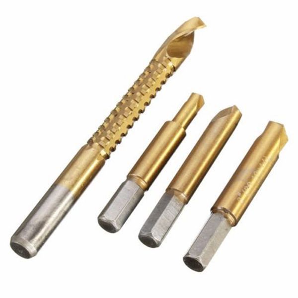 

4 pcs remove set stripped bolt broken damaged screw metal power tools home extractor drill bits breakage portable threaded head