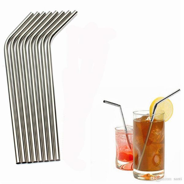 

kitchen, dining & bar bent curve durable stainless steel drinking straw straws 8 inch metal for bar family kitchen