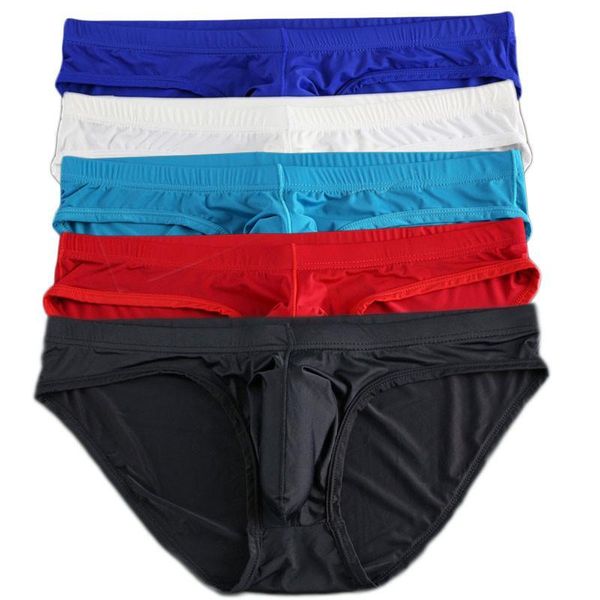 

5шт 3шт мужские трусы лед шелковистые трусики ультратонкие дышащие трусы с низкой талией твердый хобот слон нос трусы нижнее белье, Black;white