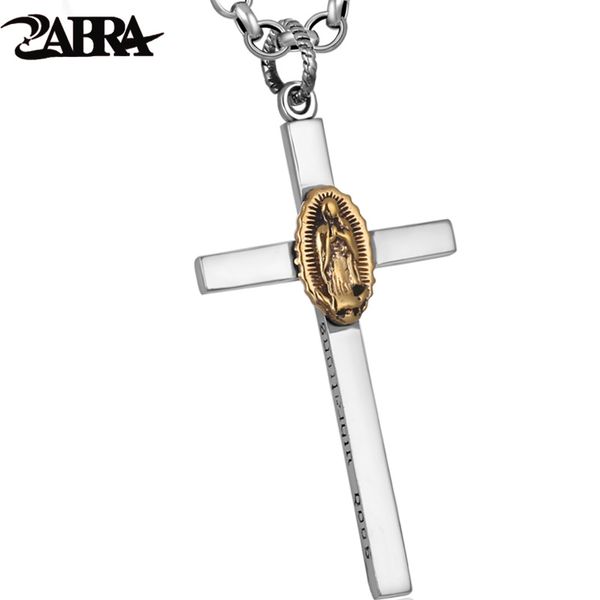

zabra solid 925 sterling silver pendant 48*25mm virgin mary cross vintage necklace men women christmas gift christian jewelry