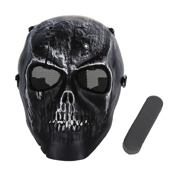 

skull skeleton paintball full face protect mask, Black