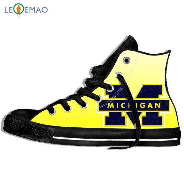

custom logo image printing sneakers shoes michigan college men and university canvas breathable zapatos de mujer outdoor, Black