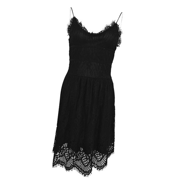 

women casual lace sleeveless beach short dress v-neck, White;black