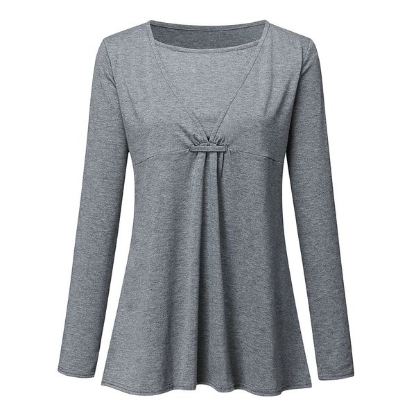 

maternity winter solid ruched for breastfeeding clothes elegant long sleeve nursing shirt nurse pregnant women clothes 19ot, White