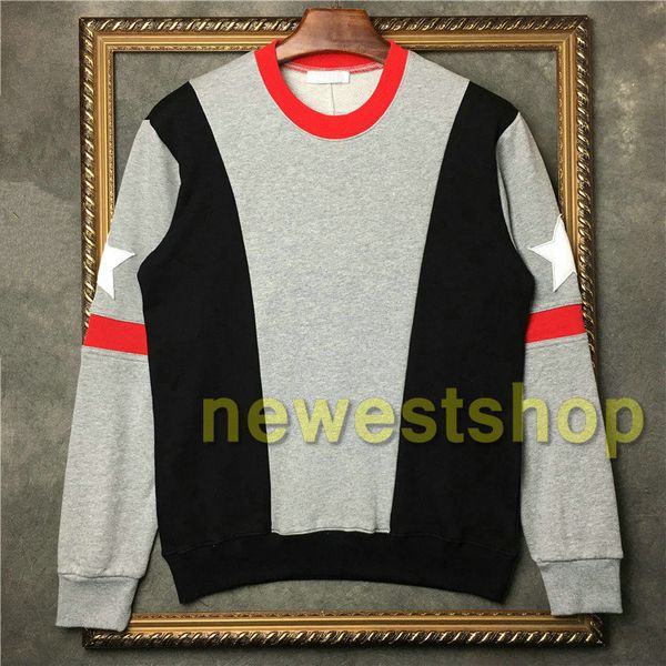 

fashion cloth mens embroidered white five-star patchwork hoodie sweatshirt men sport hooded hoodies designer jumpers, Black