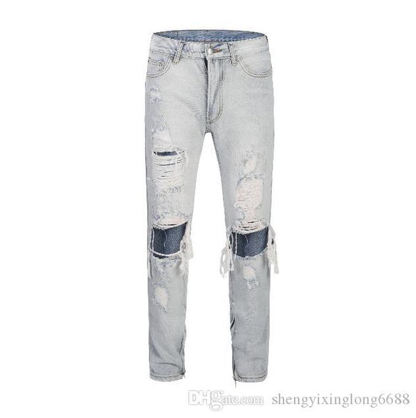 

mens designer jeans fashion designer jeans distressed skinny slim motorcycle mens biker jeans hole beggar hip hop r pants, Blue
