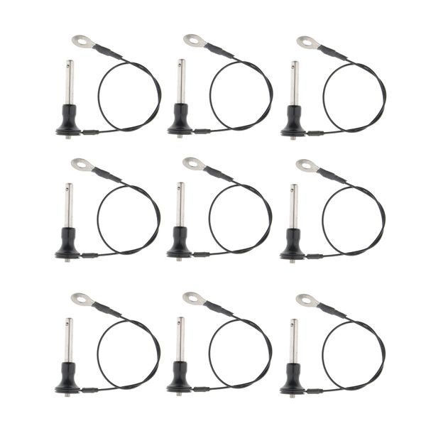 

9 pcs steel ball lock quick release pin, push button with lanyard, 6mm, 25mm