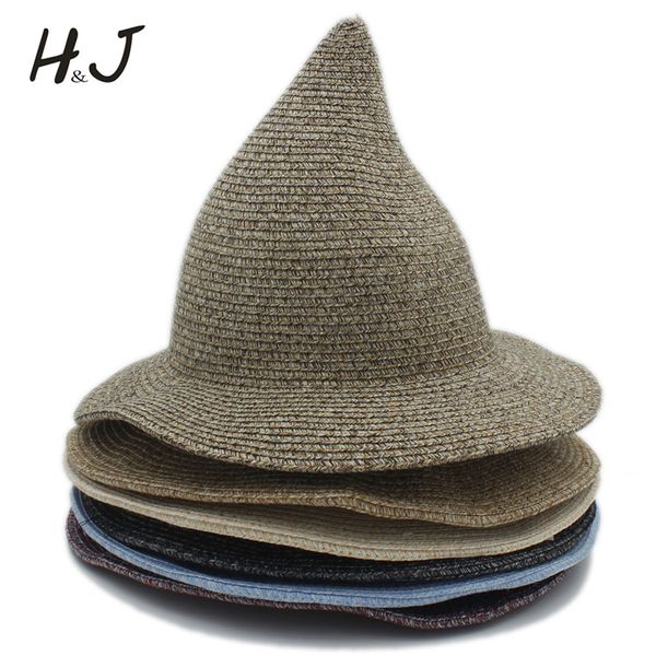 

20cm hat child kid gandalf witch wizard cosplay party carnival halloween braided rope ribbon act carnival straw hat sun cap, Blue;gray
