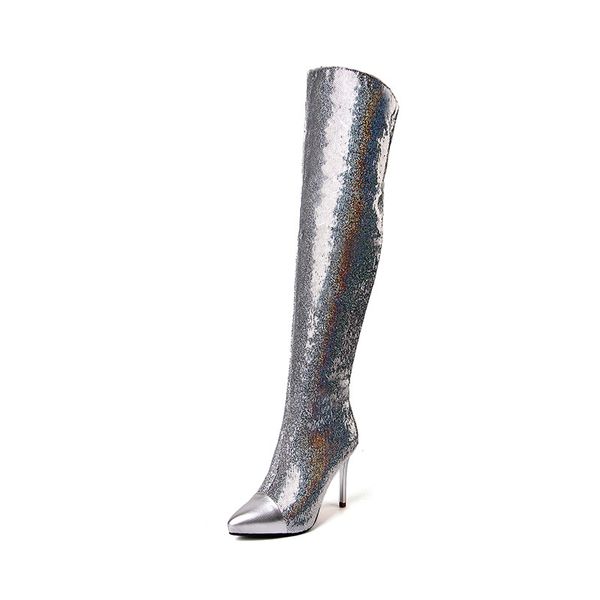 

ryvba 2019 woman genuine leather over the knee boots for women winter thigh thin high heels girls ladies pointed toe shoes, Black