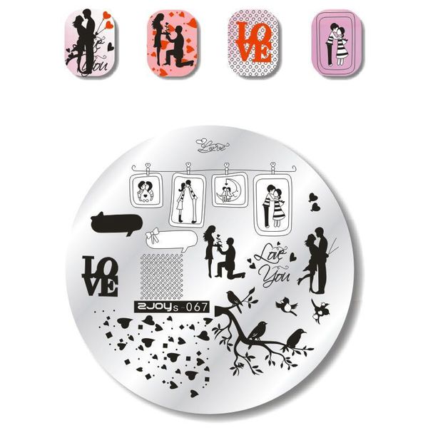 

round zjoys 5cm*5cm nail stamping plate flower geometric monkey nail art image plate manicure nail art stamp template, White