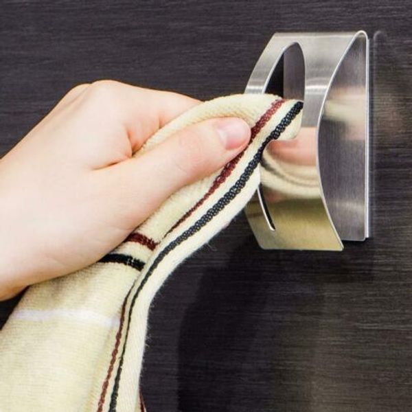 

new adhesive home kitchen wall door stainless steel towel holder hook hanger silver color make life convenient