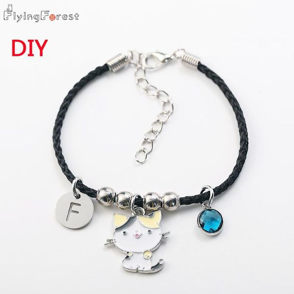 

dropshipping diy twelve months lucky stone charm letter bracelet for women letter word bracelets jewelry cat pendants gifts, Golden;silver