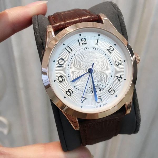 

2020 2020 2019 brown leather luxury fashion quartz men watch stainless steel rose gold japan movement clock male business fashion new w, Slivery;brown