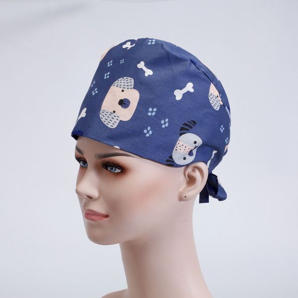 

work and beauty capnurse cap moon breathable comfortable beauty salon beautician cap pure cotton baotou, Blue;gray