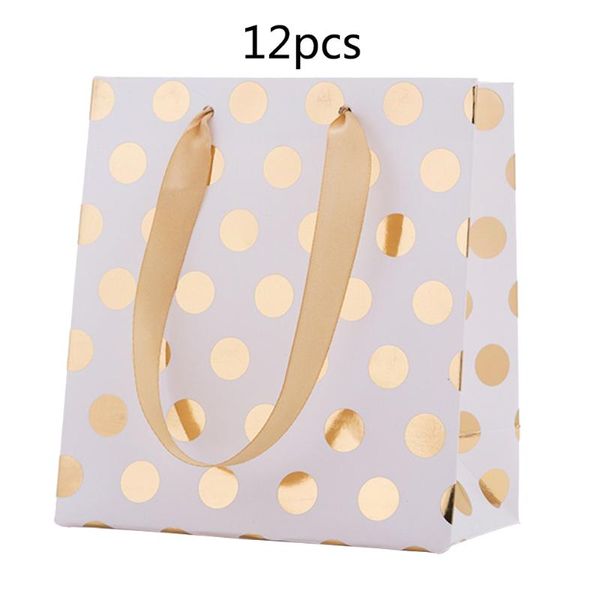 

12pcs gift bag decoration tote present portable birthday celebration with handles wedding pouch party favor polka dot paper