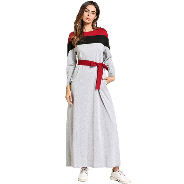 

2019 muslim popular color temperament robes long skirt, Red