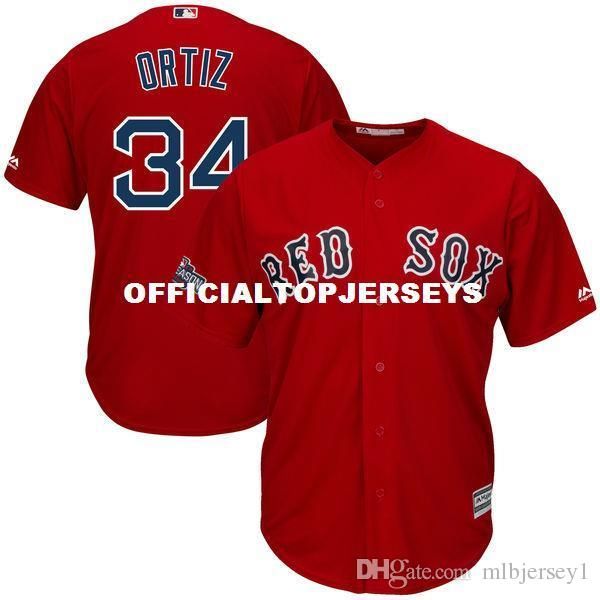 

men's boston david ortiz #34 scarlet 2019 postseason alternate baseball jersey, Black;blue