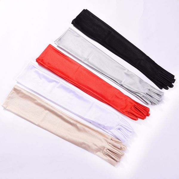 

fashion satin women gloves for prom elegant long elbow gloves female polyester retro opera party mittens soft sexy, Blue;gray