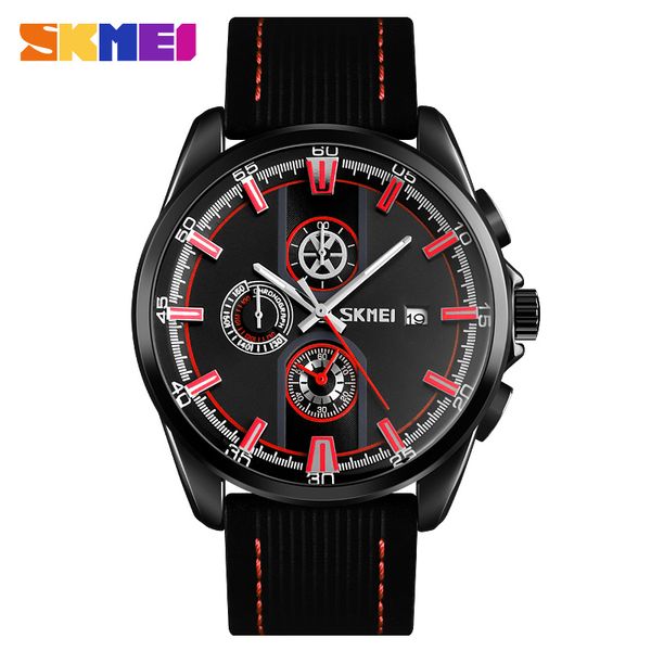 

skmei9181 fashion men quartz wristwatches multi-dial calendar satch 30m waterproof resistant watches relogio masculino, Slivery;brown