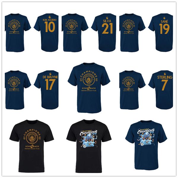 

De BRUYNE AGUERO Silva Sane Sterling manchester soccer Championship T-shirts city 2018 2019 football Champions Tees shirt Printed Brand logo