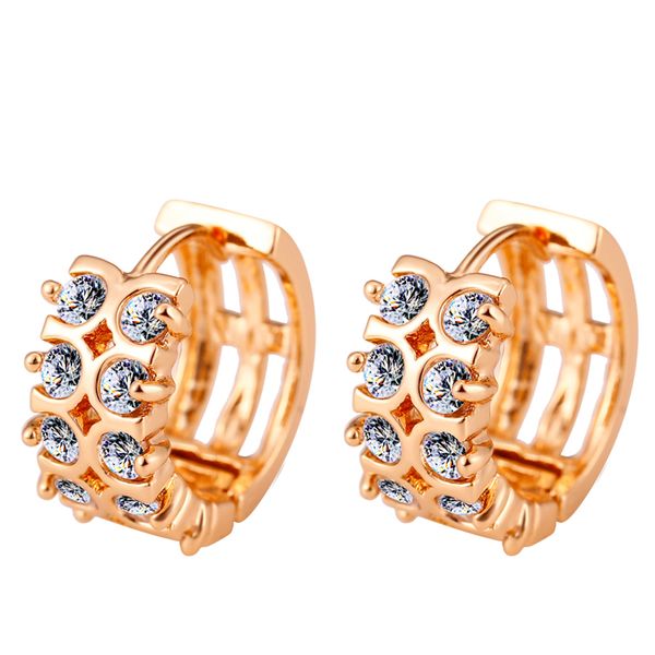 

exquisite gold silver hoop earrings with cubic zirconia hollow charm earrings for women girls huggie piercing earring oorbellen, Golden;silver