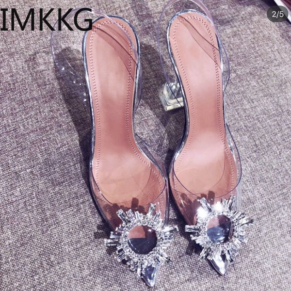 

pvc transparent crystal shoes 2019 summer new pointed odd heel shoes stiletto ladies sun decoration wild fairy ggxsa, Black