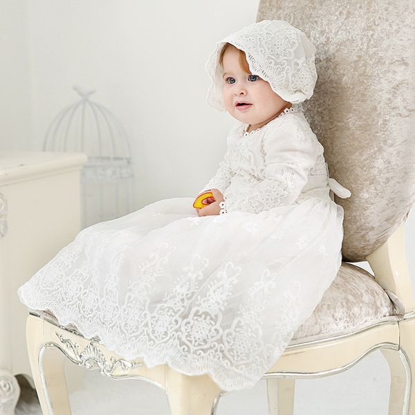

retail 2019 newborn baby girls baptism white princess dress infant birthday costumes cute lace wedding clothing 6130bb, Red;yellow