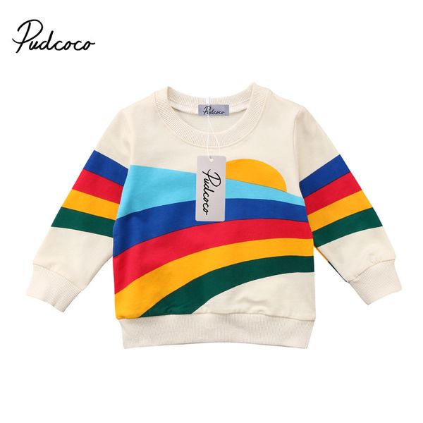 

1-6T New Style Baby Girls Kids Long Sleeve T-Shirt Clothes Rainbow T-Shirt Blouse Sweatshirt Tops 1 to 6T