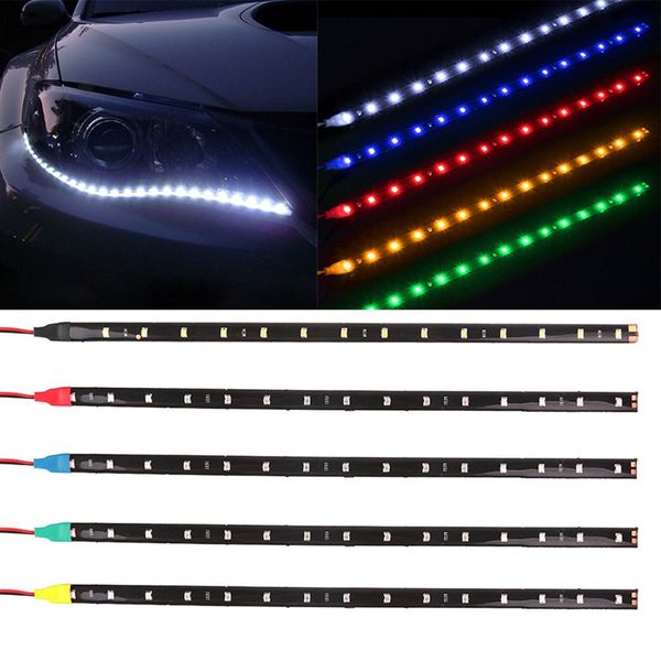 

2pc 15 leds 30cm 1210 smd led car strip light high power 12v 15smd car drl lamp waterproof led flexible daytime running light