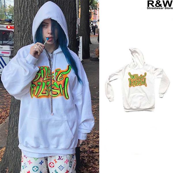 

billie eilish hoodie streetwear hiphop summer shirt cotton street clothing men and women, Black