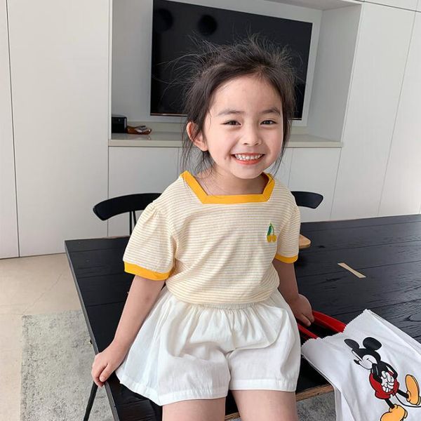 

2020 new stylish baby girls striped t-shirt summer kids girls tees girl clothes 2-7 years, Blue