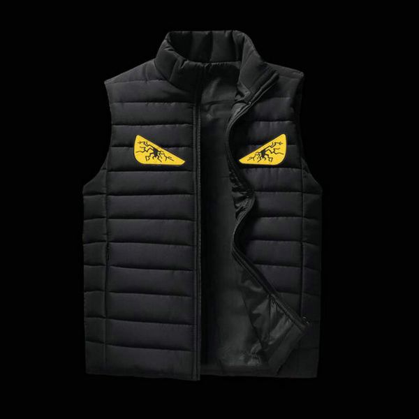 

fends selling winter mens vest jacket new designer men gilet devil eyes print warm slim warm jacket fashion casual brand vest, Black;white
