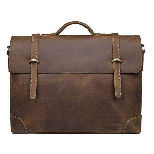 

briefcases men 14" cow leather man shoulder hand bags business casual fashion tote crossbody bag male briefcase real