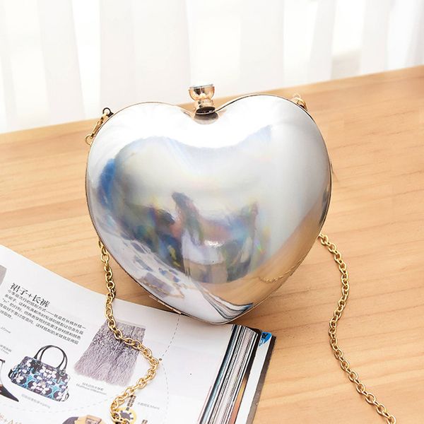 

ukqling brand heart-shaped day clutches quality women evening bag hard box day clutch ladies shoulder hand bag clutch bolsas