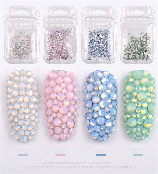 

1pack mixed size (ss4-ss20) crystal colorful opal nail art rhinestone decorations glitter gems 3d manicure books accessory tools, Silver;gold