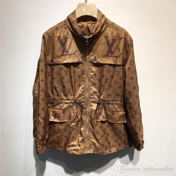 

19 pring new luxuriou brand de ign full logo khaki jacket women men ca ual weat hirt treetwear outdoor jacket