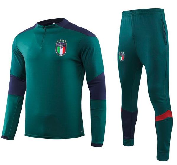 

thailand italy national team soccer green suits 2019 verratti marchisio full zipper long sleeve tracksuits kits chandal soccer jerseys, Black