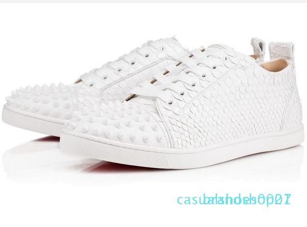 

shoes spike junior calf suedue low cut red bottom sneaker party wedding shoes genuine leather spikes lace-up casual shoes c27, Black