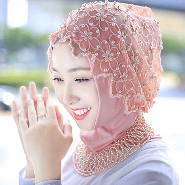 

ramadan muslim women headscarf wraps hijab with beading necklace, Red