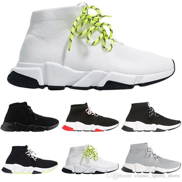 

горячие продажи мода роскошные мужчины женская обувь носок шнуровка черный белый красный платформа плоский дизайнер мужские тренеры скорость