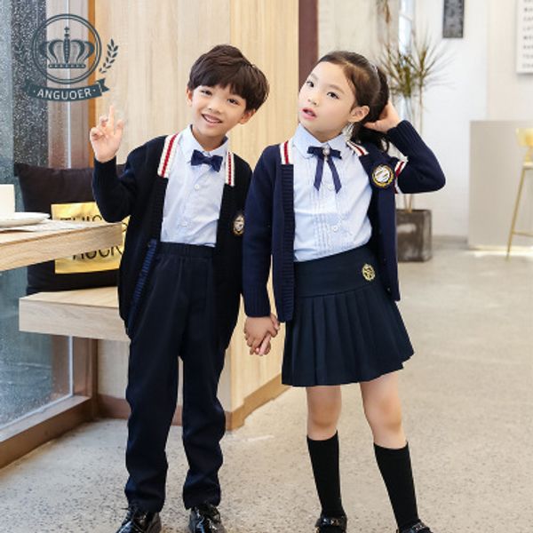 

children's school uniforms sets 2019 autumn new baby boys girls christmas clothes toddler kindergarten clothing big boys sets, White