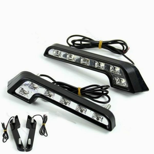 

car safety lamp 2pcs l shape 12v auto car 6led cob drl daytime running driving light led headlight fog lamp headlamp advanced