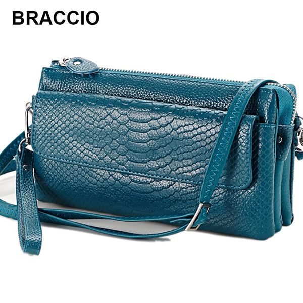 

women's fashion multilayer clutch bag genuine cow leather ladies' small purse serpentine mini crossbody shoulder messenger bag