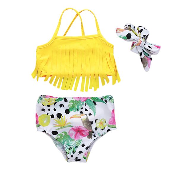 

telotuny 2020 дети baby girl fruit печать кисточка bikini beach купальники купание купальники комплекты девочка купальники 0-2ой, White