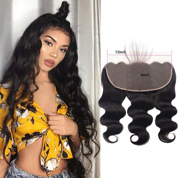 

malaysian human hair 13x6 lace frontal body wave virgin hair thirteen by six 14-26inch remy closures, Black;brown