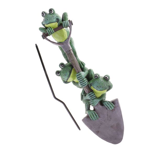 

decorative art craft patio stacking frogs shovel sculpture garden ornament -happy family