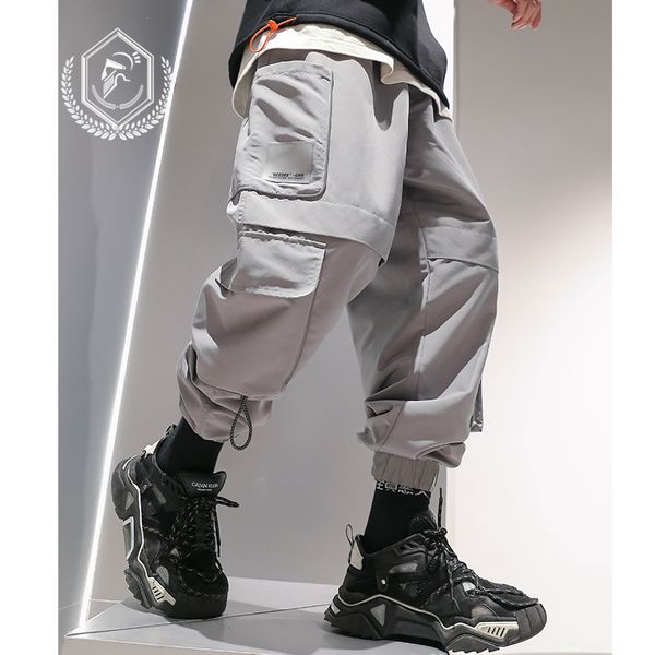 

golomise men fashion loose safari style harem jogger pants casual pockets ankle-length hip hop pants, Black