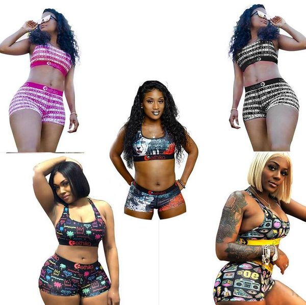 

women swimsuit 2pcs bikini sets leopard crop swimwear push up tank vest bras + shorts tankini beach outfits c6402, White