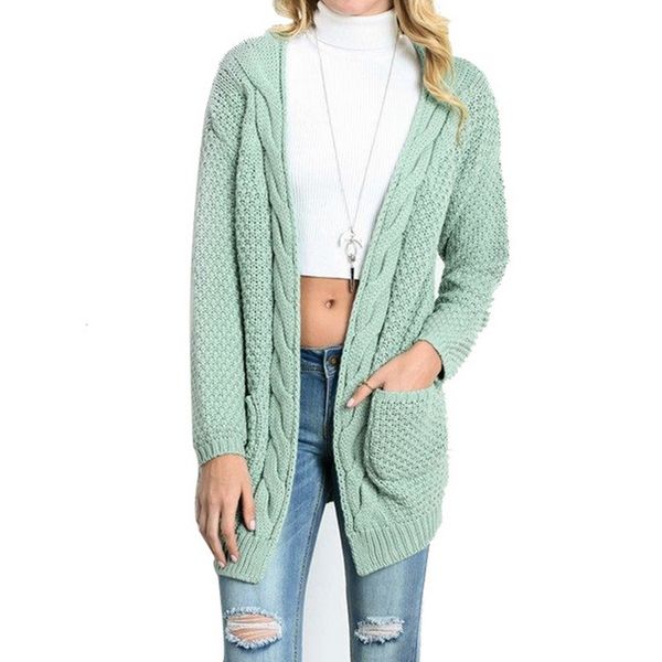 

oeak 3xl plus size women sweater pocket casual knitted cardigan female long sleeve long knitwear girl jumper pull femme, White