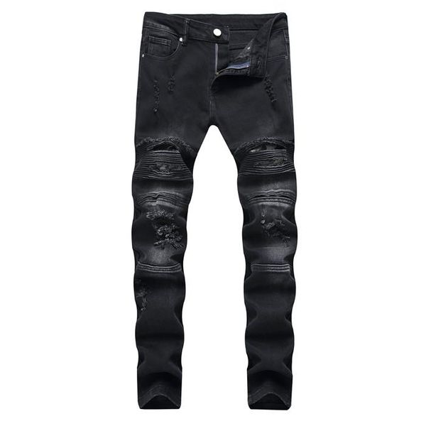 

мужская модельер джинсовая кнопка fly zipper hole лето весна homme одежда прямой карандаш повседневная одежда, Blue